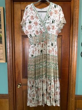 j gee crochet dress Cute J Gee Dress Large Layered Tull Crochet Tank Top white brown Teal 37"